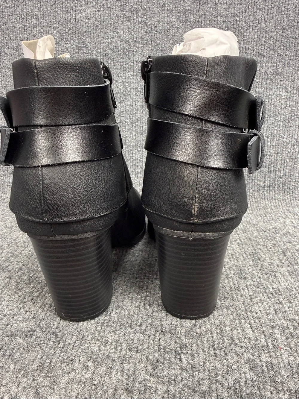 Madden Girl Black Faux Leather Ankle Booties with Buckle Straps Size 8M